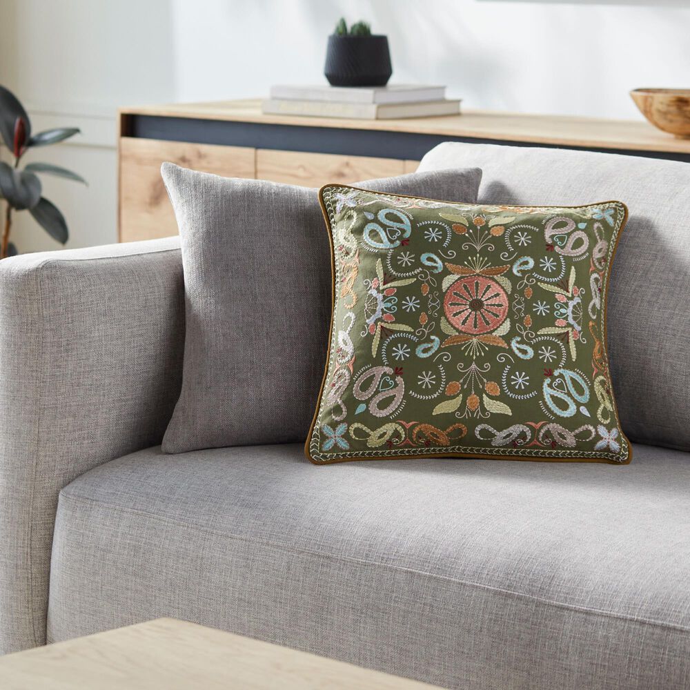 Surya Millie Kay 20&quot; Square Throw Pillow in Grey, Pearl, Camel and Khaki, , large