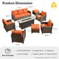 HOMLUX 8-Piece Patio Conversation Set with Fire Pit Table in Orange Red, , large