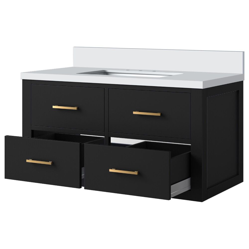 Lexora Home Castor 36&quot; Single Bathroom Vanity in Black with 2 cm White Quartz Top and Rectangular Sink, , large