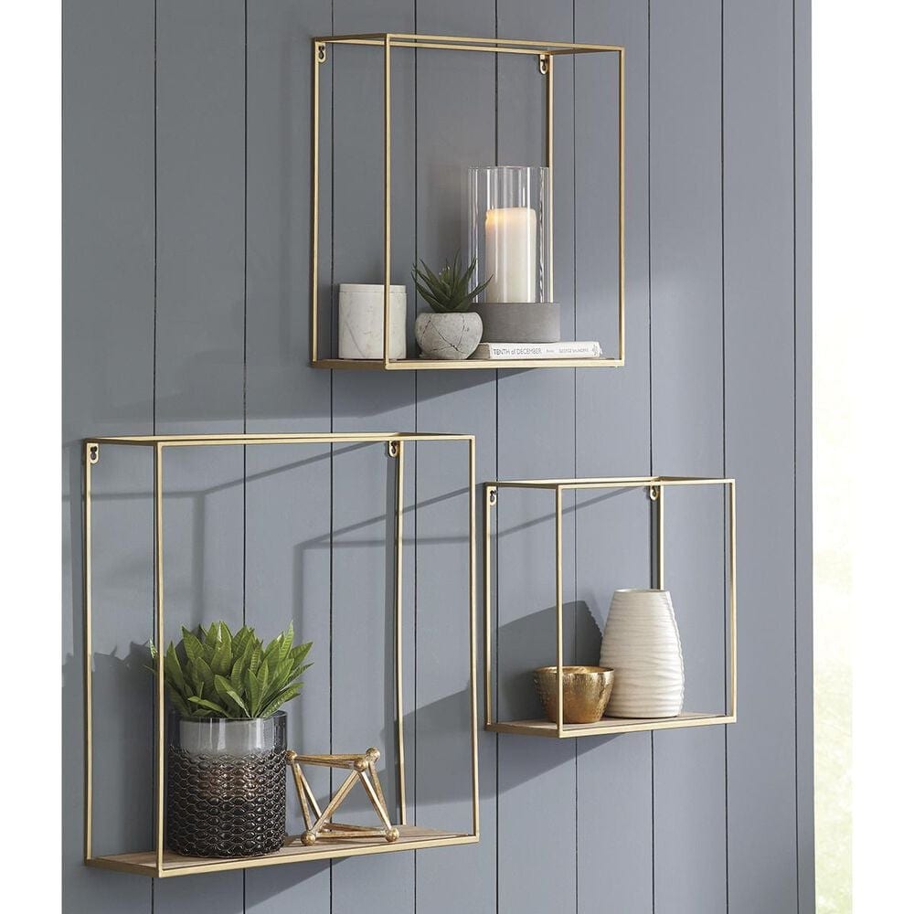 37B 3-Piece Efharis Wall Shelf Set in Natural and Gold, , large