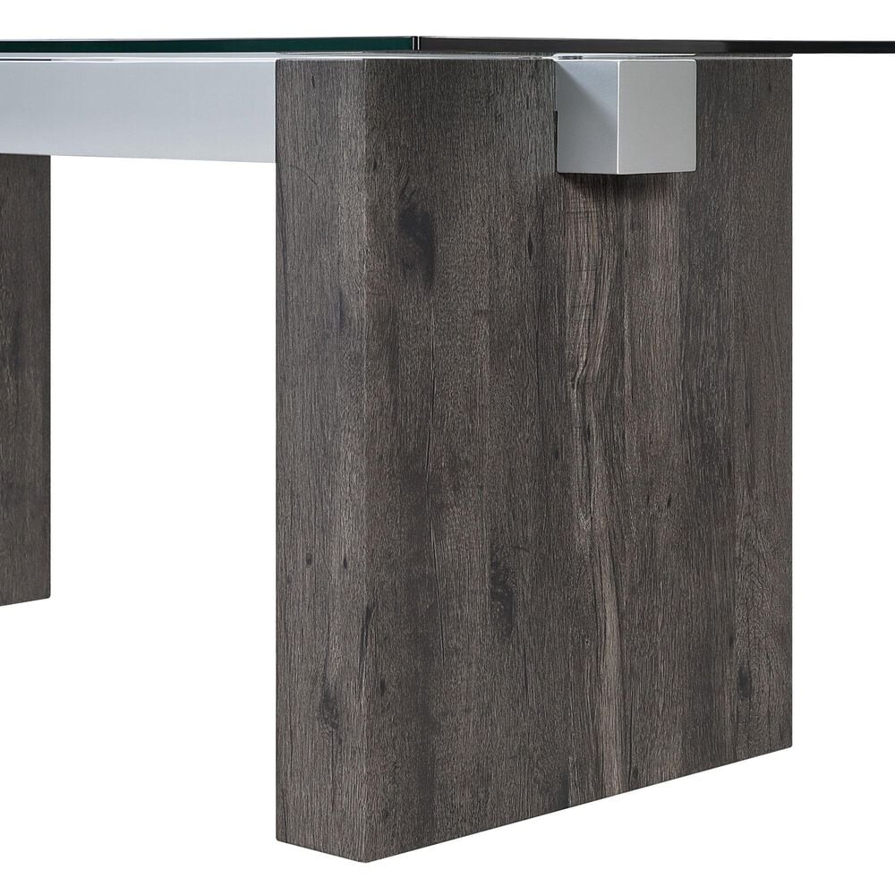 Modern Market 7-Piece Rectangular Dining Set in Clear and Dark Brown, , large