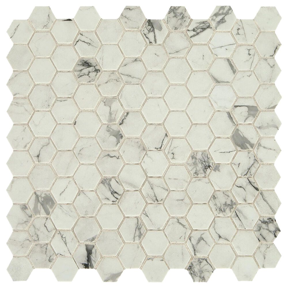 Dal-Tile Uptown Glass Posh Resort 1" x 1" Hexagon on 12" x 12" Glass Mosaic Sheet, , large