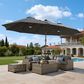 HOMLUX 2-Piece 14.5 ft Patio Umbrella and All-weather Rattan Rectangular Coffee Table Outdoor Set in Dark Gray, , large