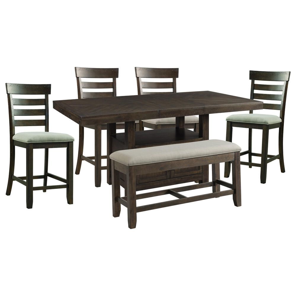 Mayberry Hill Colorado 6-Piece Counter Dining Set in Brown, , large