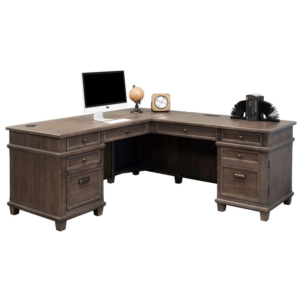Wycliff Bay Carson L-Shaped Right Return Desk in Weathered Dove, , large