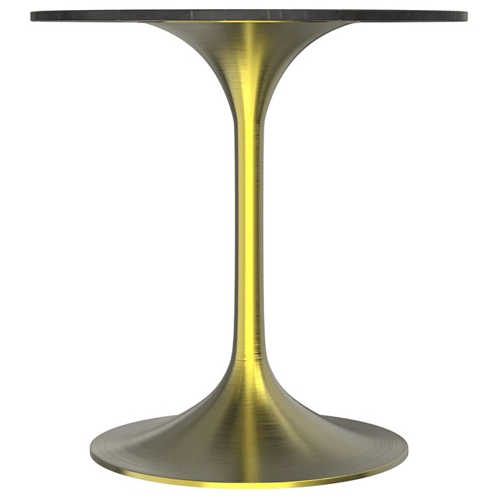Leisuremod LeisureMod Verve Collection 27 Round Dining Table, Brushed Gold Base with Sintered Stone Black Top, , large