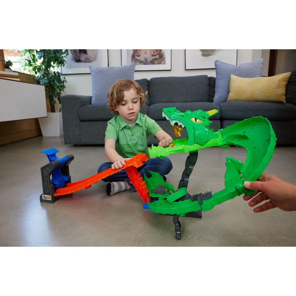 Hot Wheels Monster Trucks Dragon Demolition Track Set in Multicolor, , large