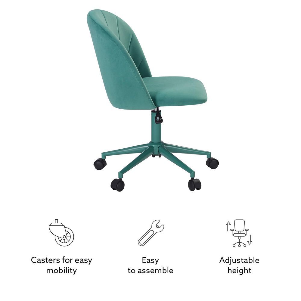 Linden Boulevard Velvet Desk Chair in Aqua, , large