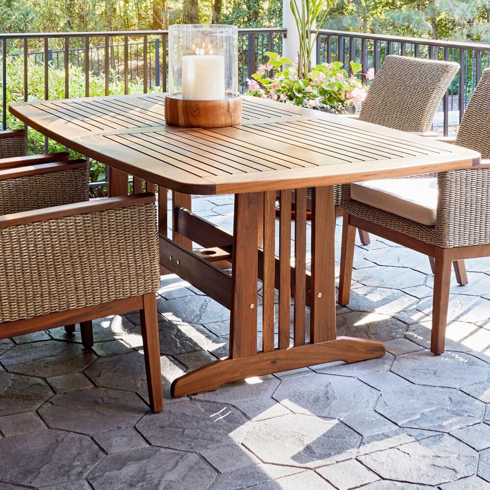 Jensen Outdoor Heritage 74&quot; Belmont Rectangular Dining Table in Chocolate Brown - Table Only, , large