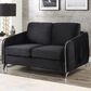 HOMLUX 54" Stationary Modern Loveseat with Quilted Cushions in Black Velvet, , large