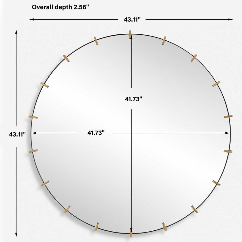 Uttermost Pali Round Wall Mirror in Black and Antiqued Brushed Gold, , large