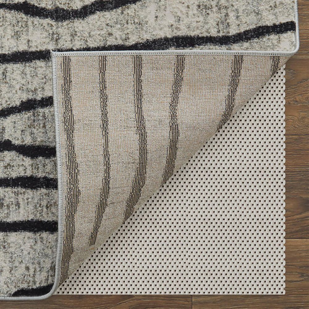Feizy Kano Striped 7&#39;10&quot; x 10&#39; Ivory and Charcoal Area Rug, , large