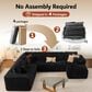 HOMLUX Modular Corduroy Sectional Sofa with Right Chaise, U Shaped Cloud Couch Set in Black, , large