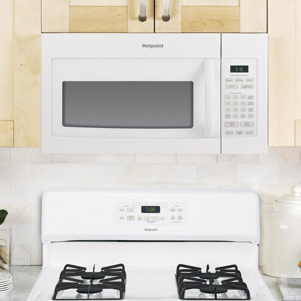 Hotpoint 1.6 Cu. Ft. Over the Range Microwave with 1000 Watts in White Nebraska Furniture Mart