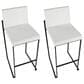 Lumisource Fuji High Back Barstool with White Faux Leather in Black (Set of 2), , large