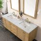 James Martin Vanities Laurent 72" Double Bathroom Vanity in Light Natural Oak with 3 cm Carrara White Marble Top and Rectangular Sinks, , large