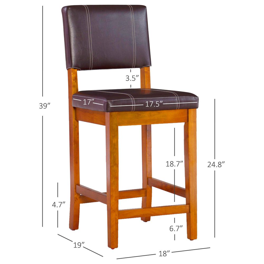 Linon Home Decor Milano Counter Stool with Brown Cushion in Walnut, , large