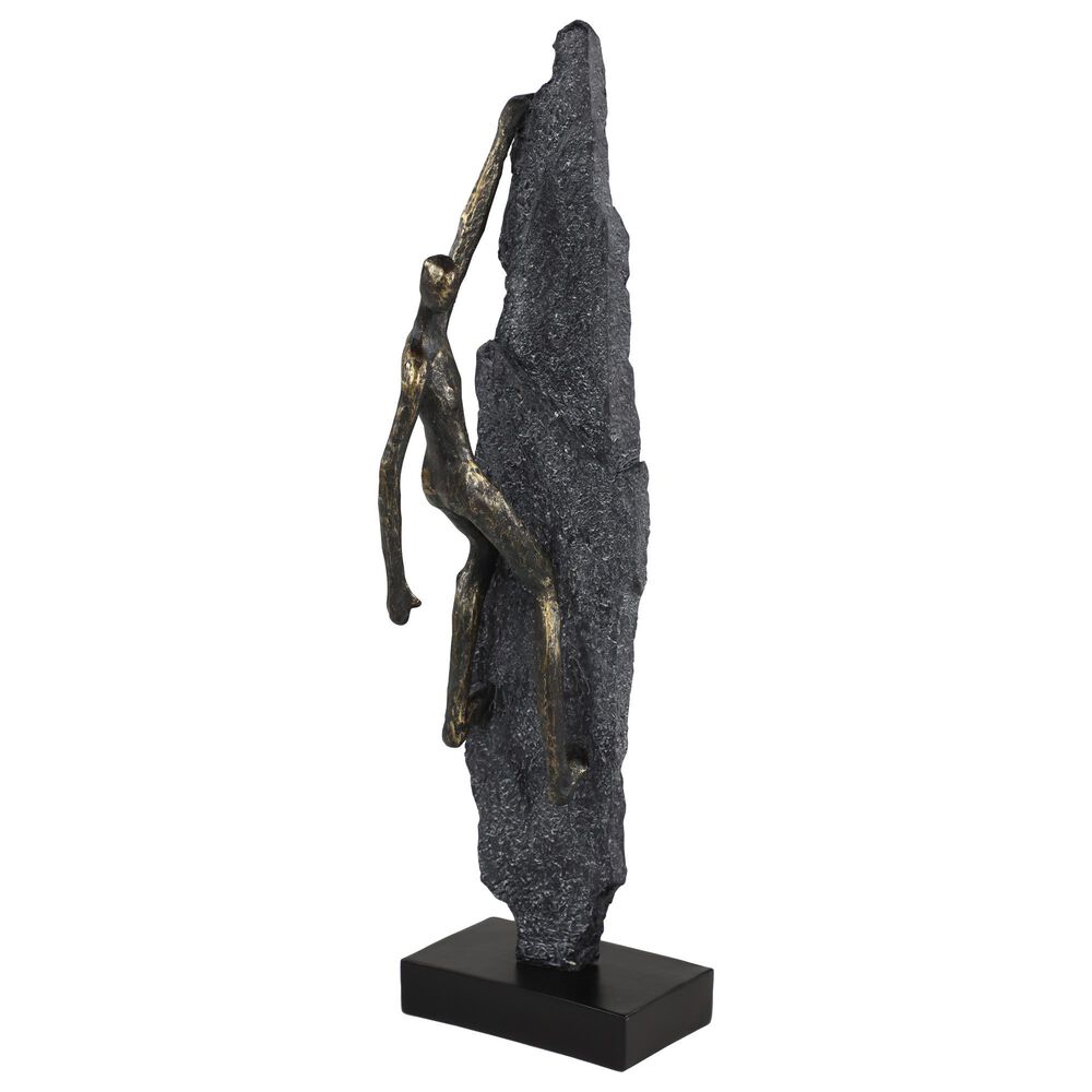 Maple and Jade 20" Rock Climber Sculpture in Dark Gray and Bronze, , large