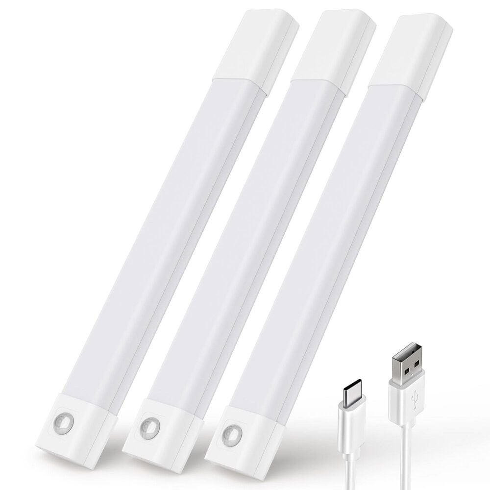 HOMLUX 11" Motion Sensor LED Light in Bar White (Set of 3), , large