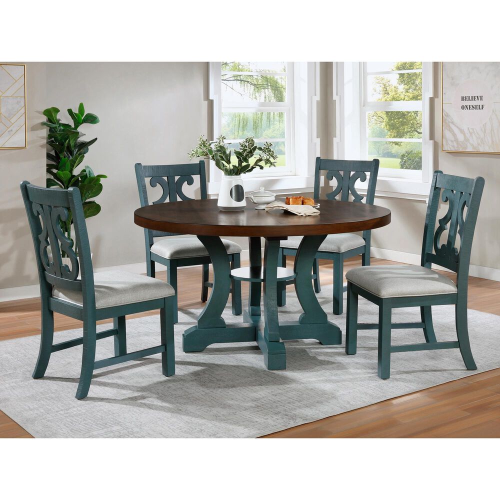 Furniture of America Gross Dining Chair in Antique Blue &#40;Set of 2&#41;, , large