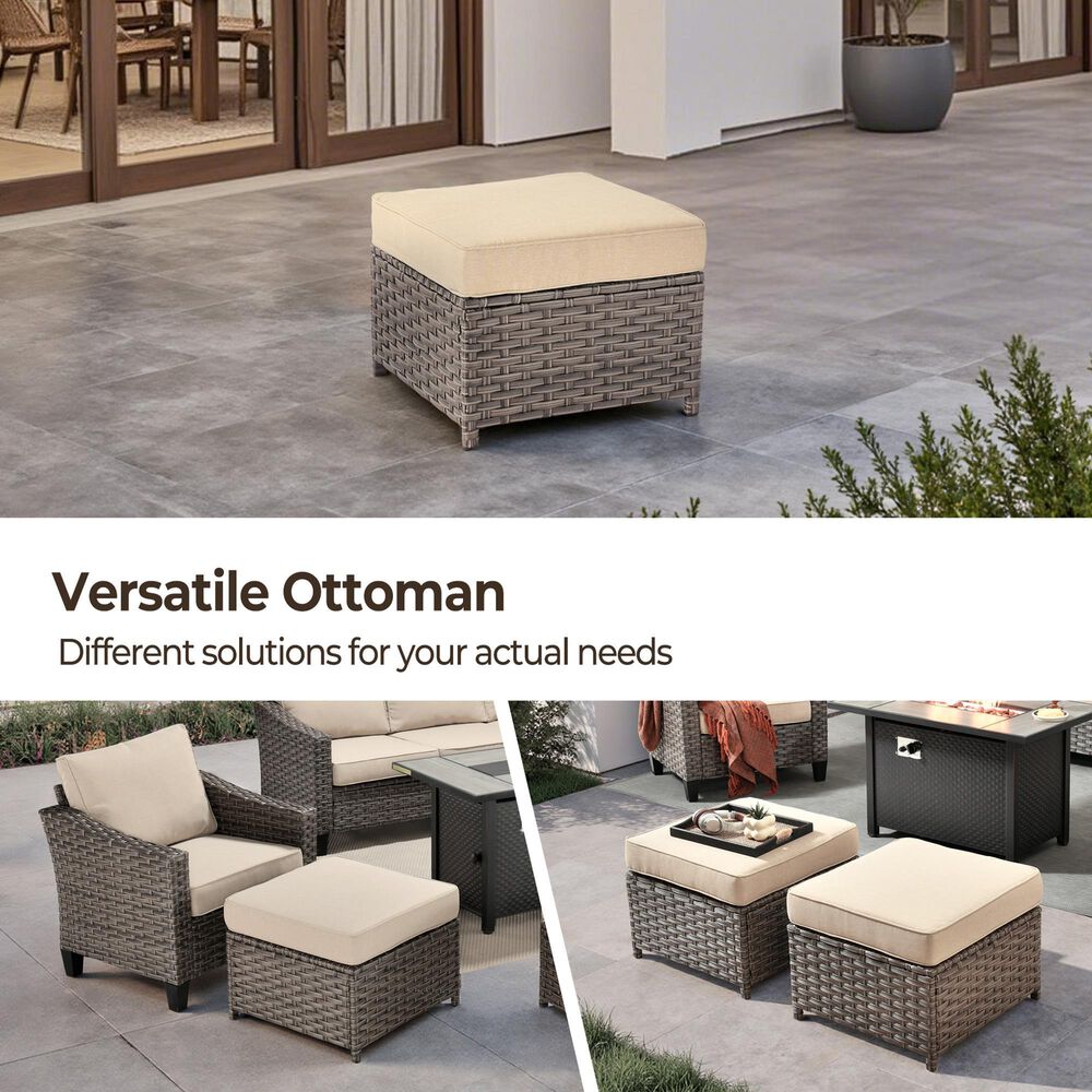 HOMLUX 5-Piece Outdoor Wicker Patio Furniture Set in Beige, , large