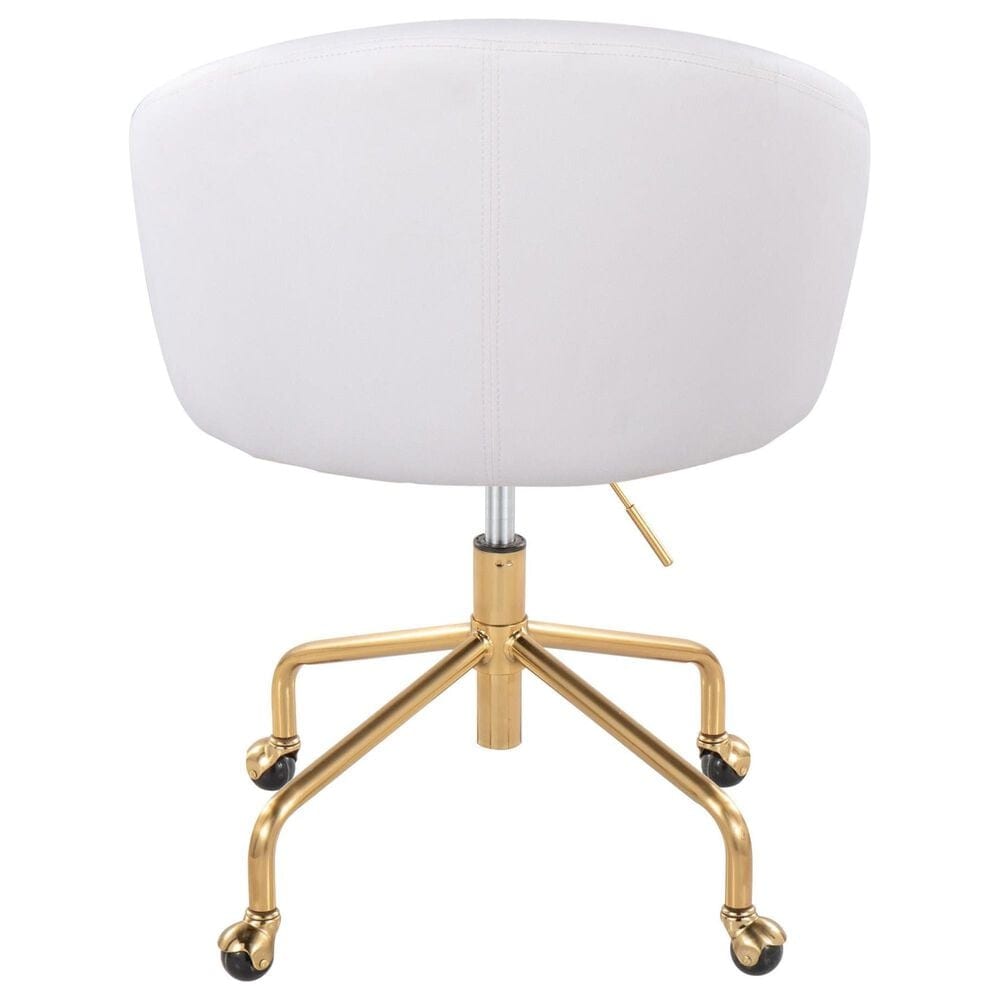 Lumisource Claire Task Chair with White Cushion in Gold, , large
