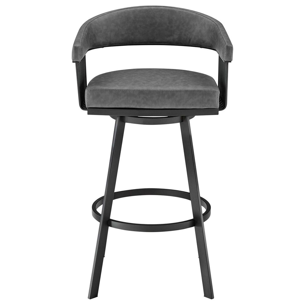 Blue River Chelsea 30&quot; Swivel Barstool with Vintage Gray Cushion in Matte Black, , large