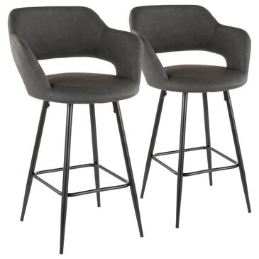 Lumisource Margarite Counter Stool with Grey Cushion in Black (Set of 2), , large