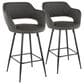 Lumisource Margarite Counter Stool with Grey Cushion in Black (Set of 2), , large