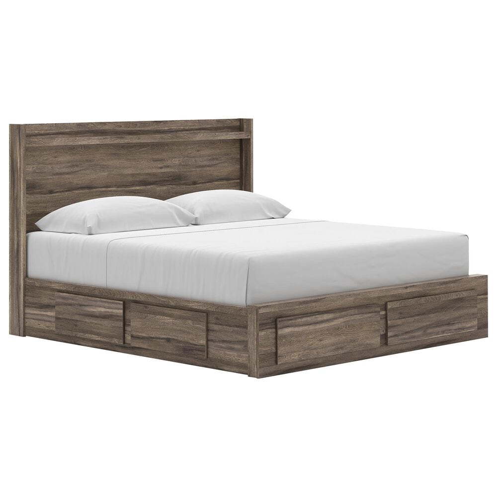 Ashley Elbrim King Storage Bed in Weathered Brown, , large