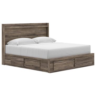Ashley Elbrim King Storage Bed in Weathered Brown, , large