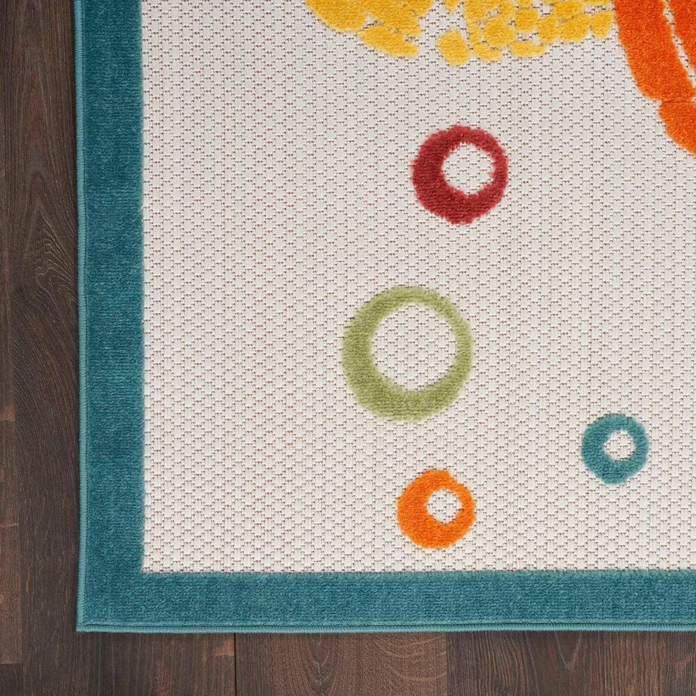 Nourison Aloha 7&#39;10&quot; x 10&#39;6&quot; Teal and Multicolor Indoor/Outdoor Area Rug, , large