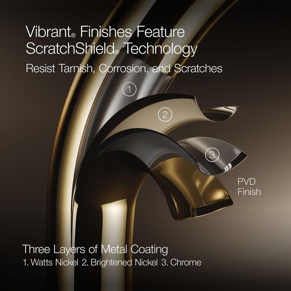Kohler Avid Widespread Bathroom Sink Faucet in Vibrant Brushed Moderne Brass, , large