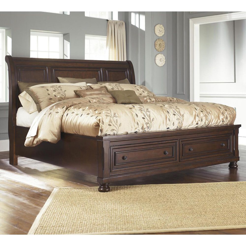 Millennium Porter King Storage Bed in Burnished Brown NFM