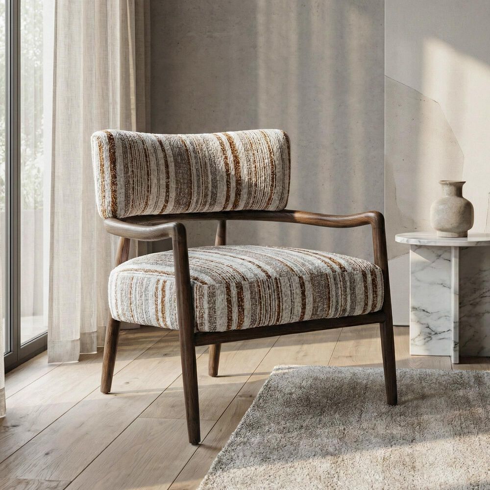 Furniture of America Premier Accent Chair in Malted Linen Stripe, , large