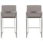 Lumisource Fuji High Back Counter Stool with Grey Fabric Cushion in Stainless Steel (Set of 2), , large
