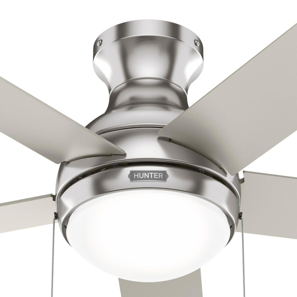 Hunter Aren Low Profile 44&quot; Ceiling Fan with LED Lights in Brushed Nickel, , large