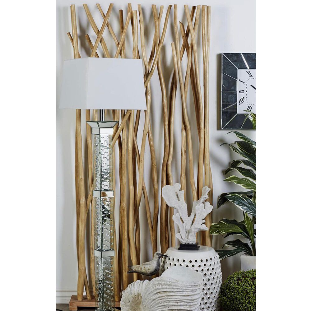 Maple and Jade Teak Wood Single Panel Room Divider Screen with Raw Branches, , large