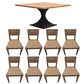 Nest Home Collections Metal and Wood Pedestal Dining Table and 8 Faux Leather Strapped Side Chairs, , large