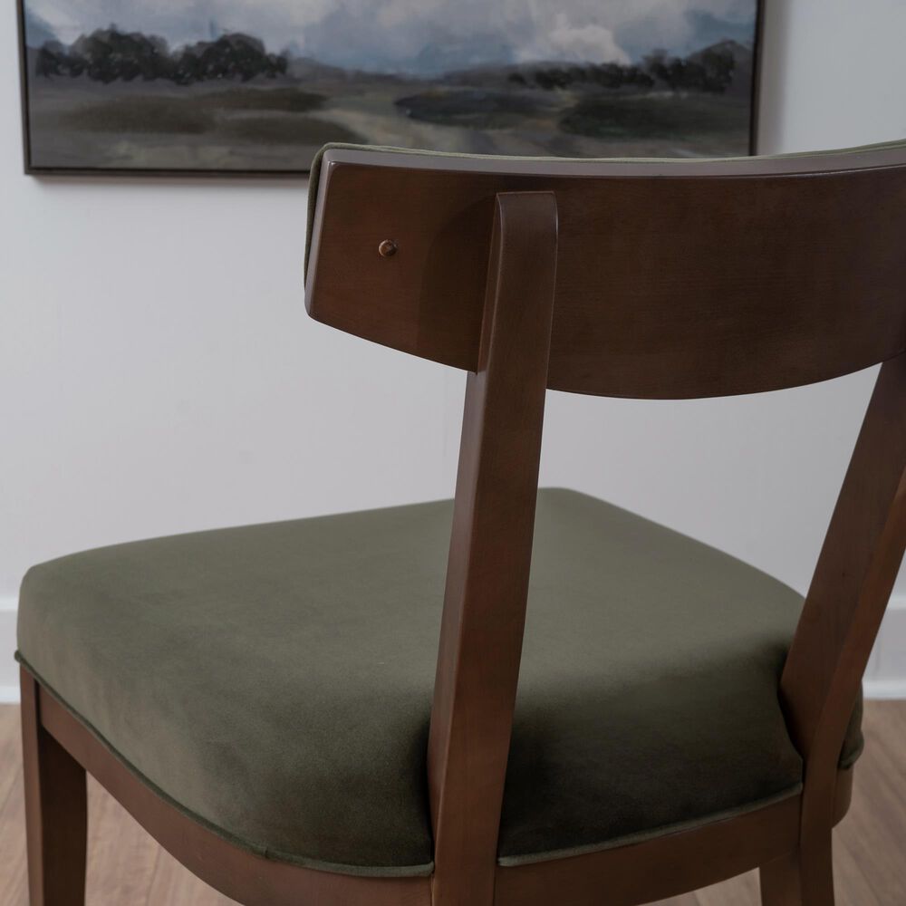 Linon Home Decor Ballard Side Chair with Green Cushion in Warm Maple Truffle, , large