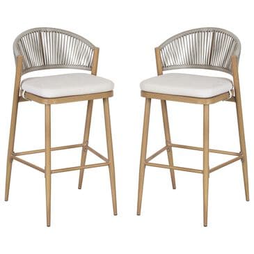 Hearth and Haven 30" Outdoor Barstool with Maple Frame in Beige (Set of 2), , large