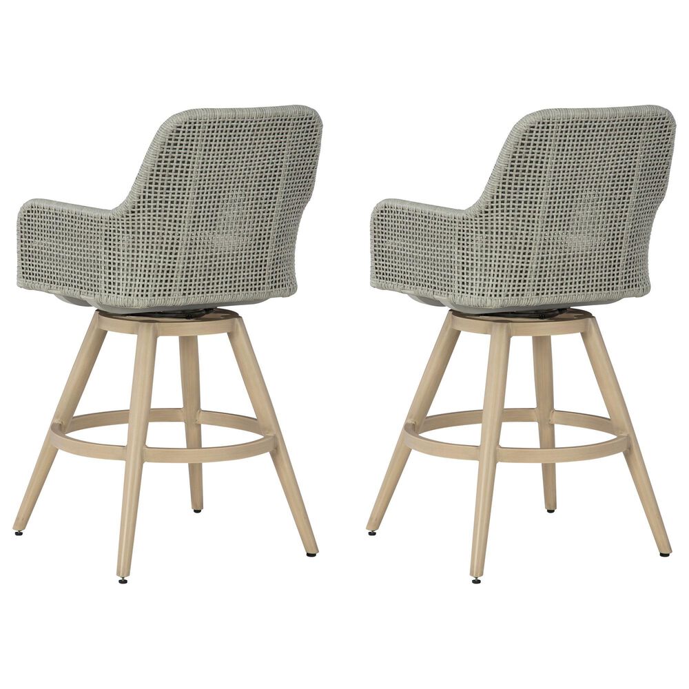 Ashley Seton Creek Patio Bar Stool with Cushion in Beige and Gray (Set of 2), , large