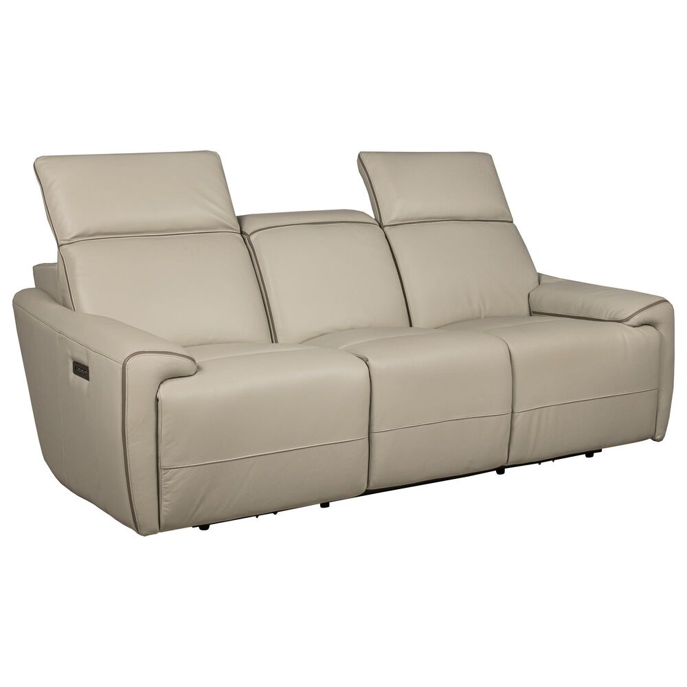 Superb Leather Power Motion Sofa with Power Headrest in Myrtle Light Grey, , large
