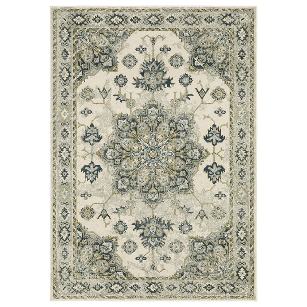 Oriental Weavers Branson Oriental Mendallio 5"3" x 7"3" Ivory and Blue Area Rug, , large