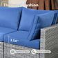 HOMLUX 5-Piece Patio Conversation Set with Grey Wicker in Navy Blue, , large