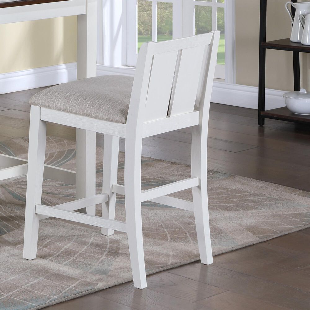 HOMLUX Counter Height Upholstered Chair in White (Set of 2), , large