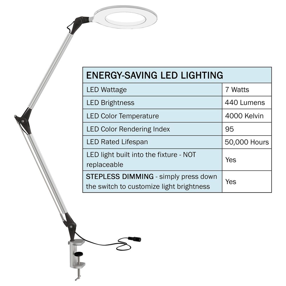 Timberlake Lavish Home LED Task Lamp in Silver, , large