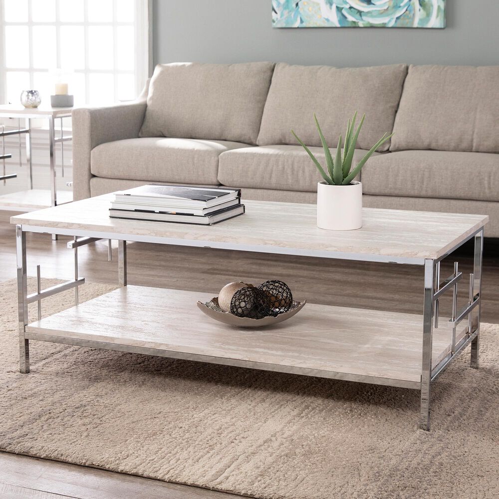 Southern Enterprises Freston Coffee Table in Chrome, , large