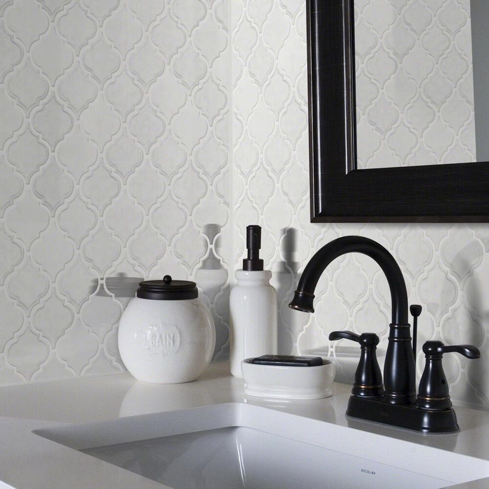 Shaw Geoscape Lantern White 10.83" x 11.81" Ceramic Mosaic Sheet, , large