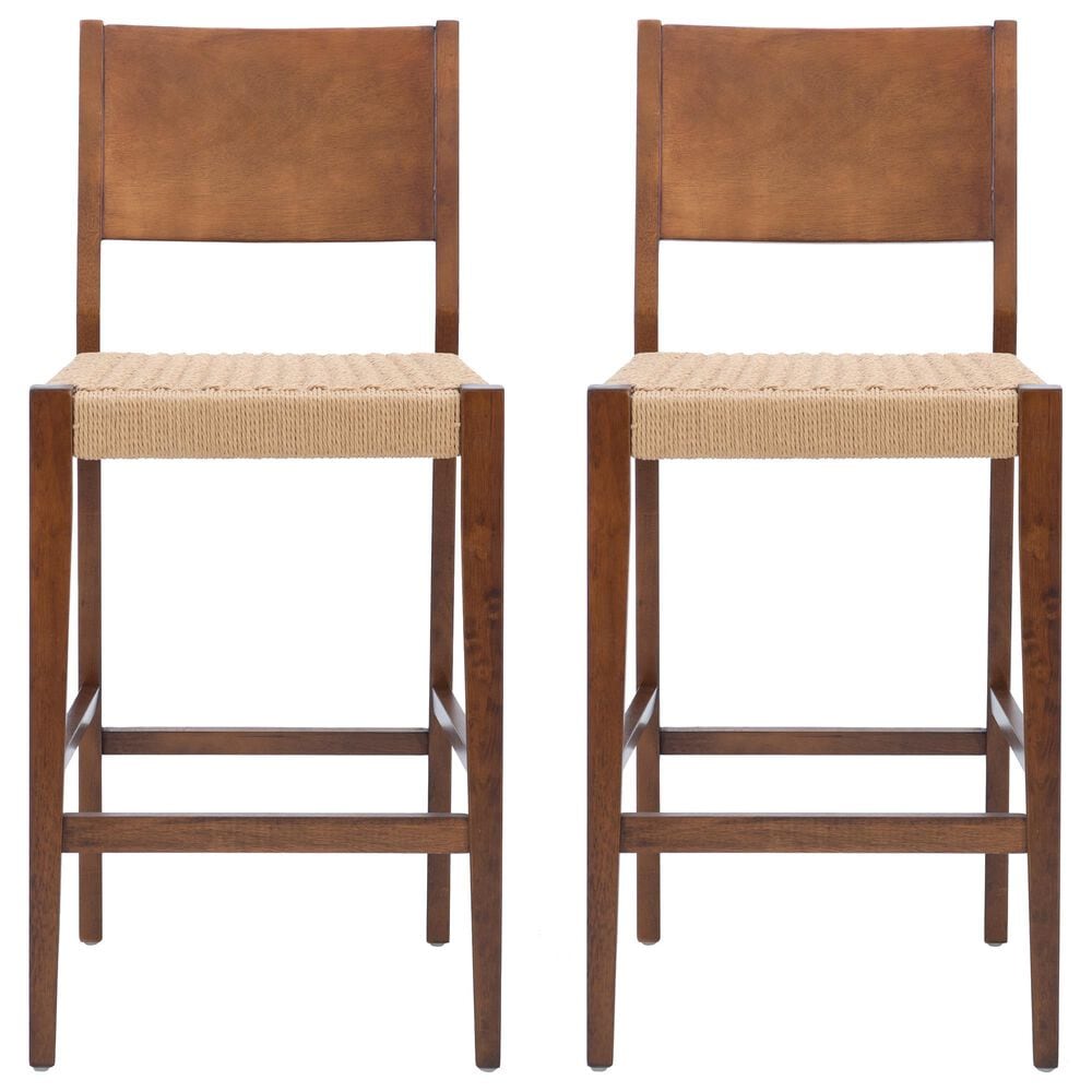 Linon Home Decor Cadence Bar Stool in Brown and Natural (Set of 2), , large